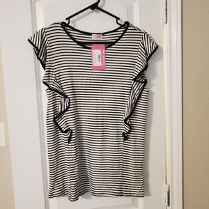 Striped Shirt with Ruffle Detail